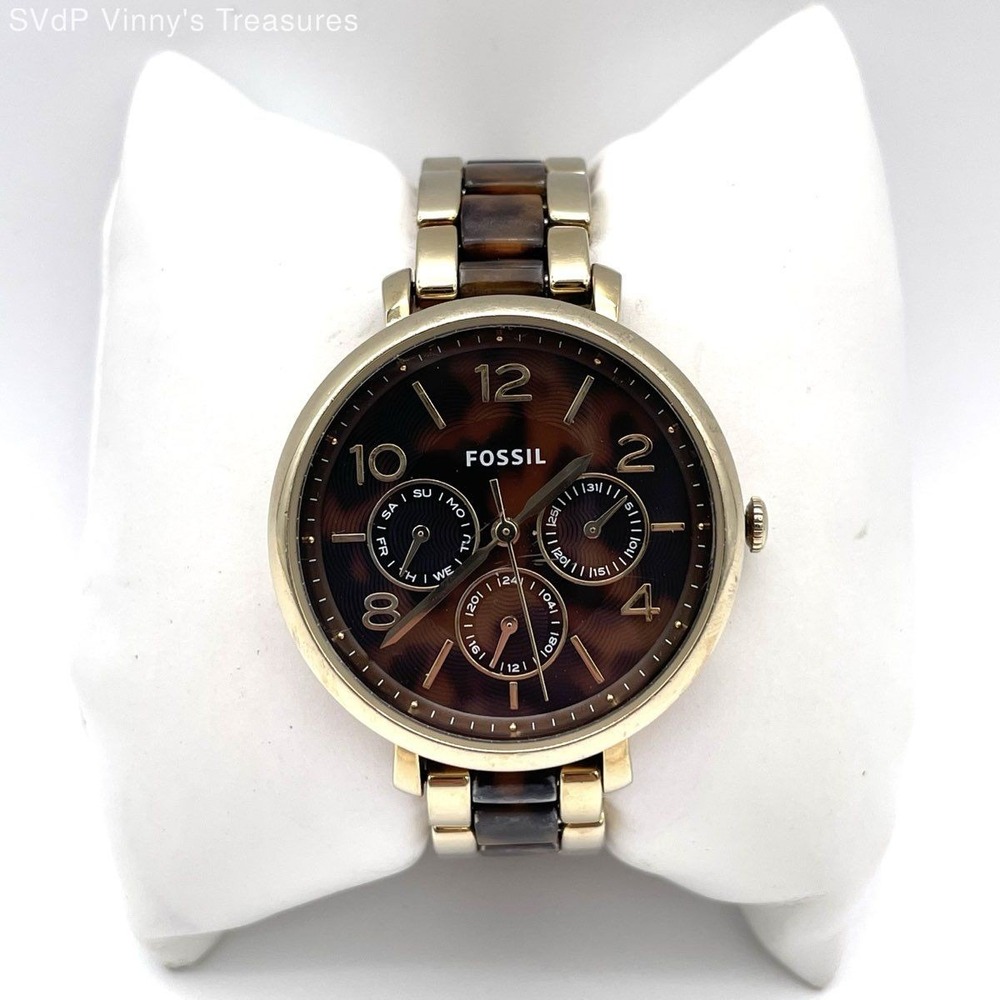 Fossil Women's Riley Gold Tone Tortoise Shell Multi-function‎ Watch ES3925